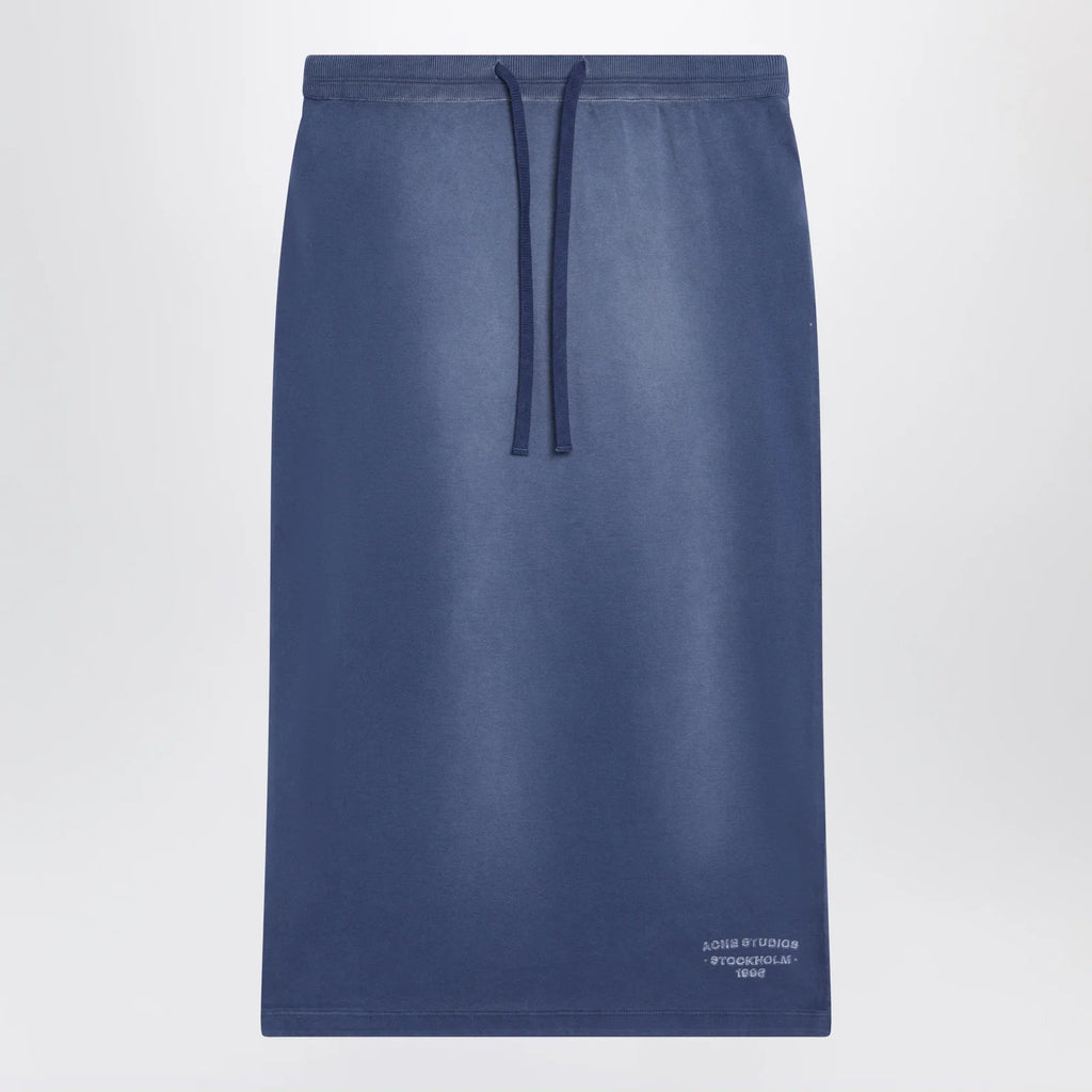 Acne Studios Navy blue cotton skirt with a splatter effect