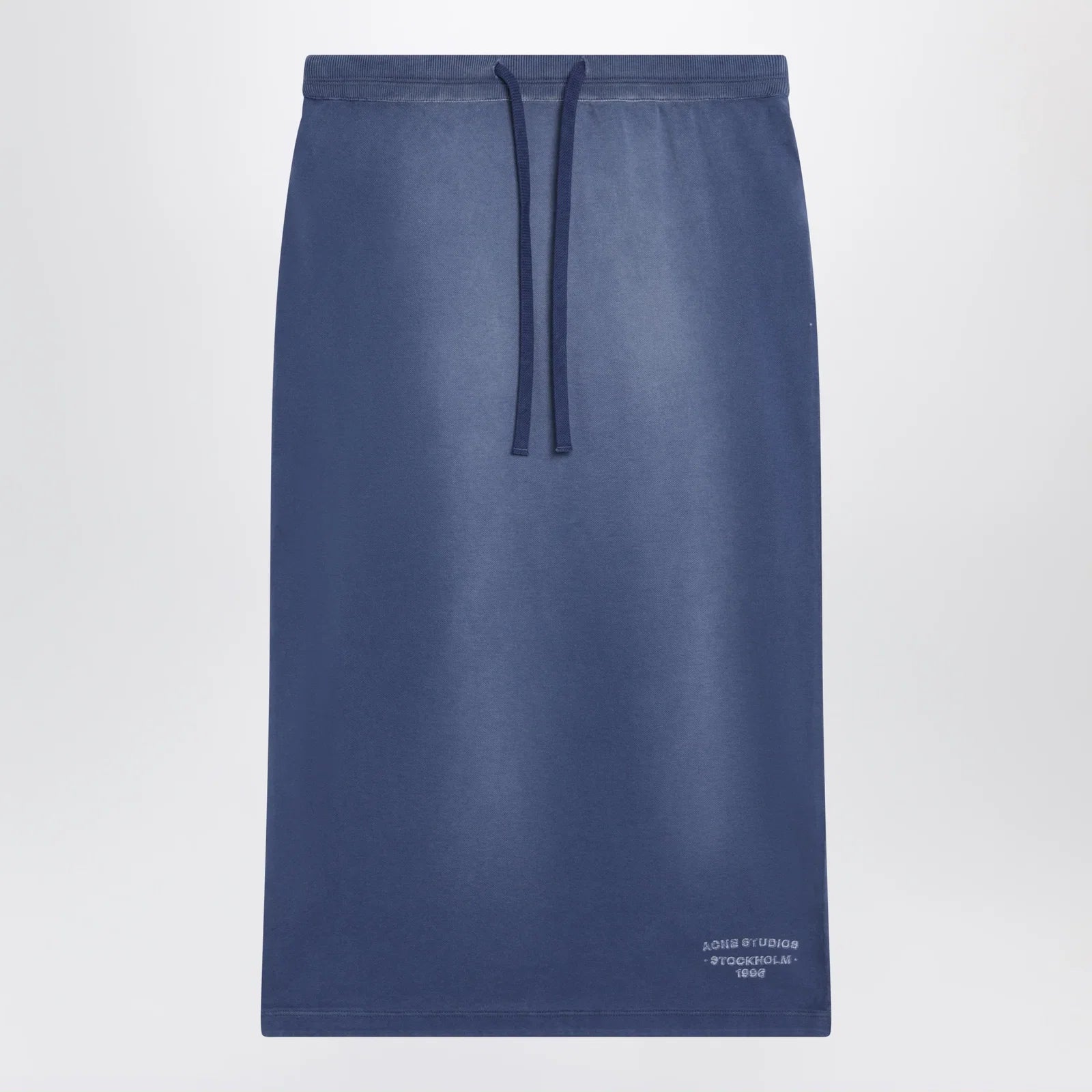 Acne Studios Navy blue cotton skirt with a splatter effect