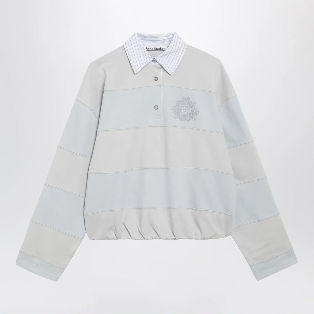 Acne Studios Light Blue/Gray Striped Polo Sweatshirt