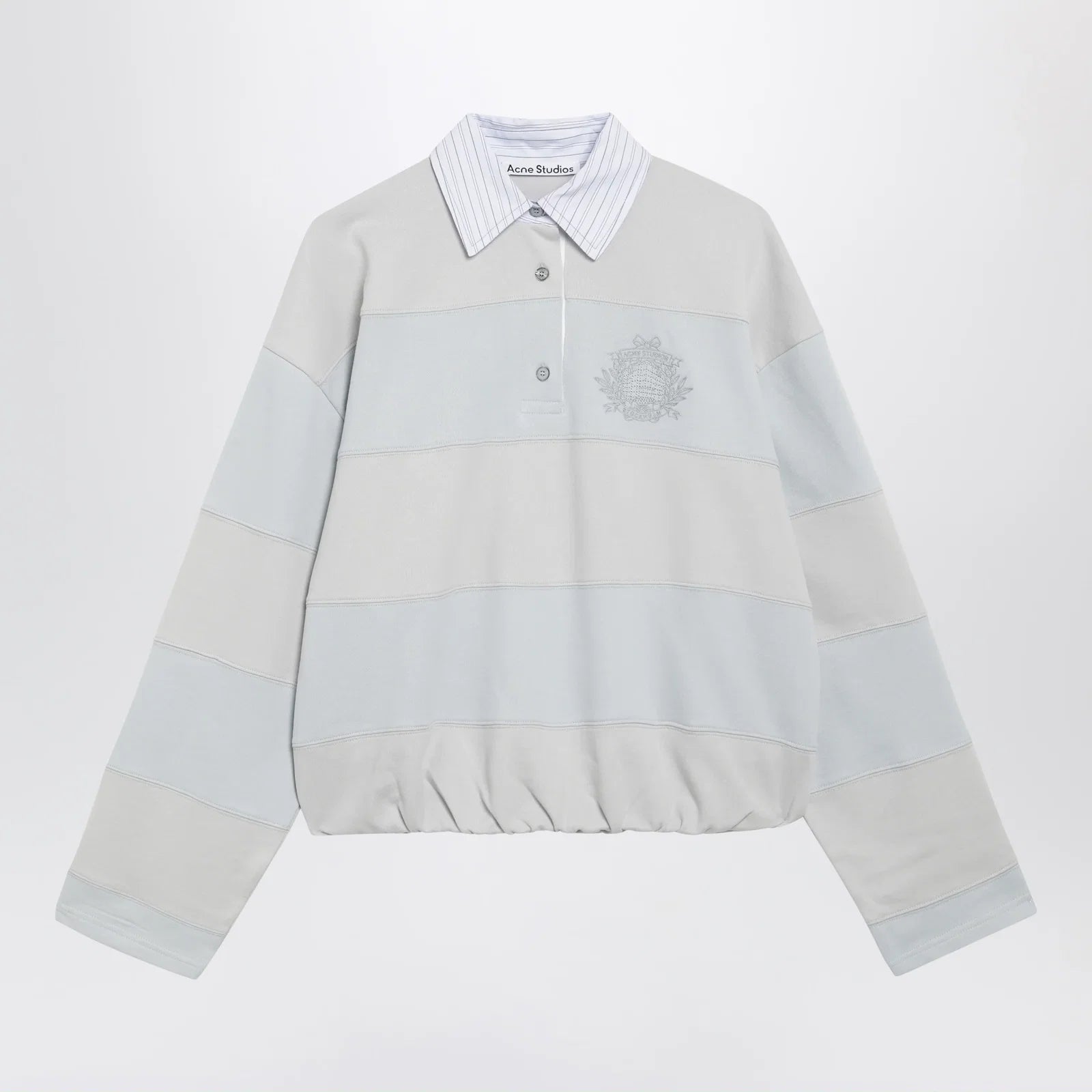 Acne Studios Light Blue/Gray Striped Polo Sweatshirt