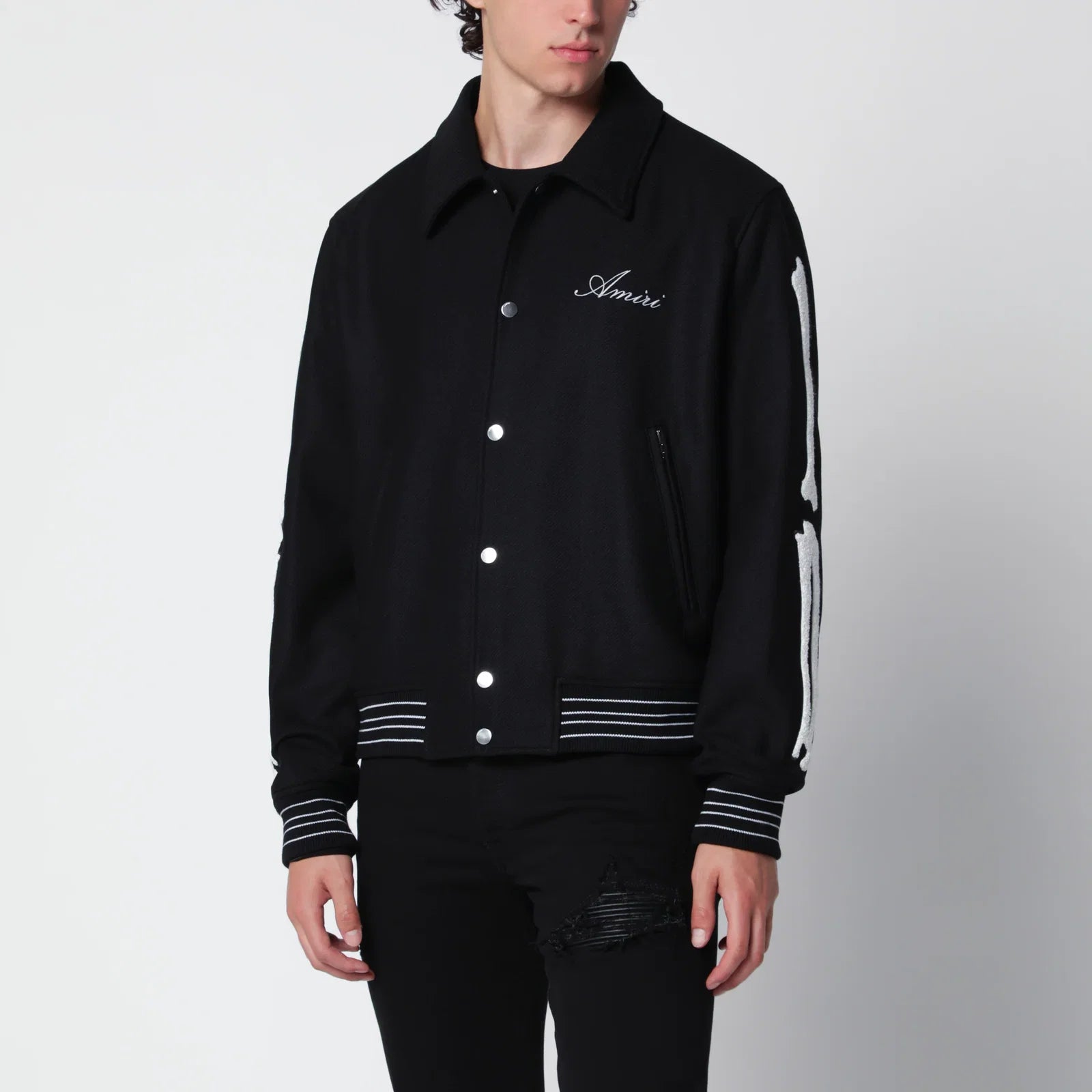 AMIRI Black wool blend jacket with logo