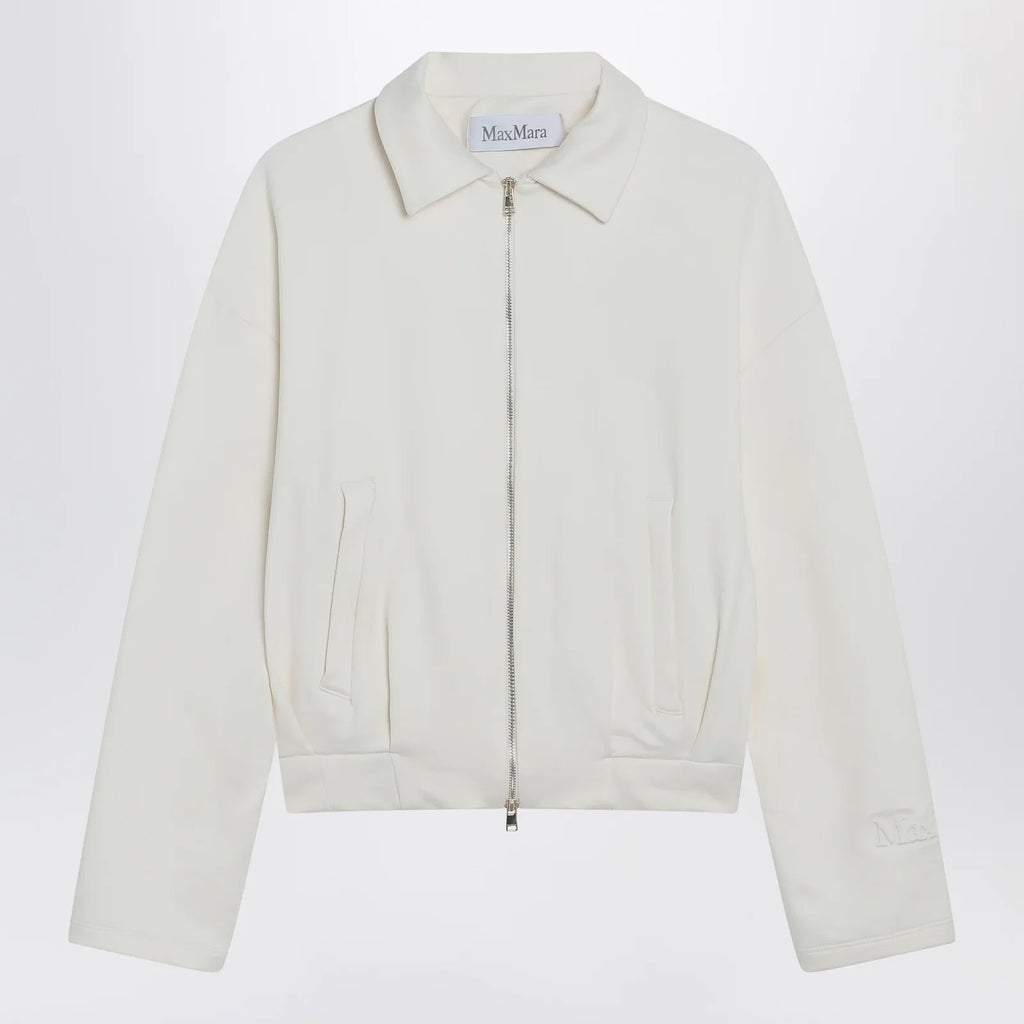 Max Mara White cropped sweatshirt in silk blend