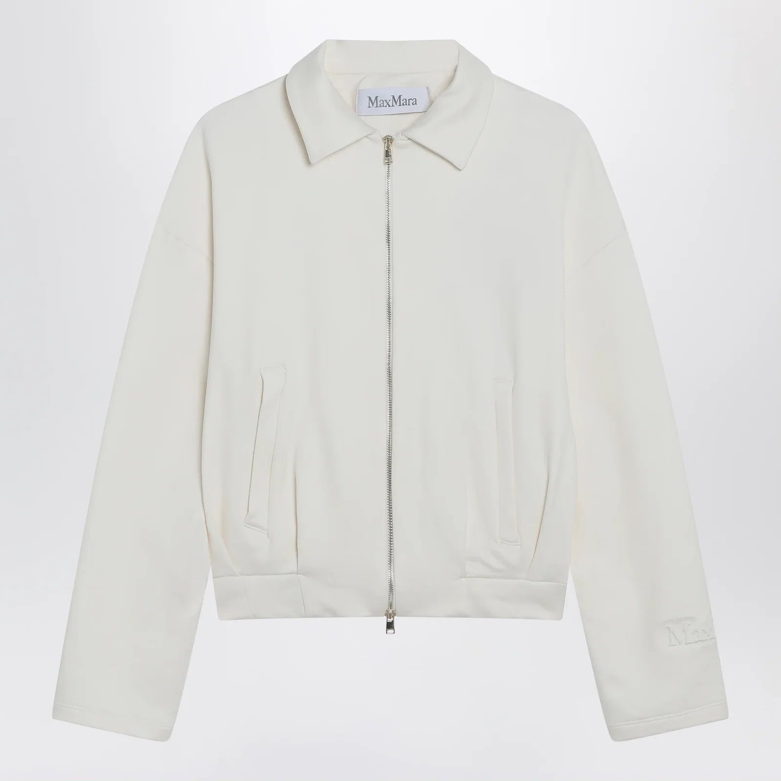 Max Mara White cropped sweatshirt in silk blend