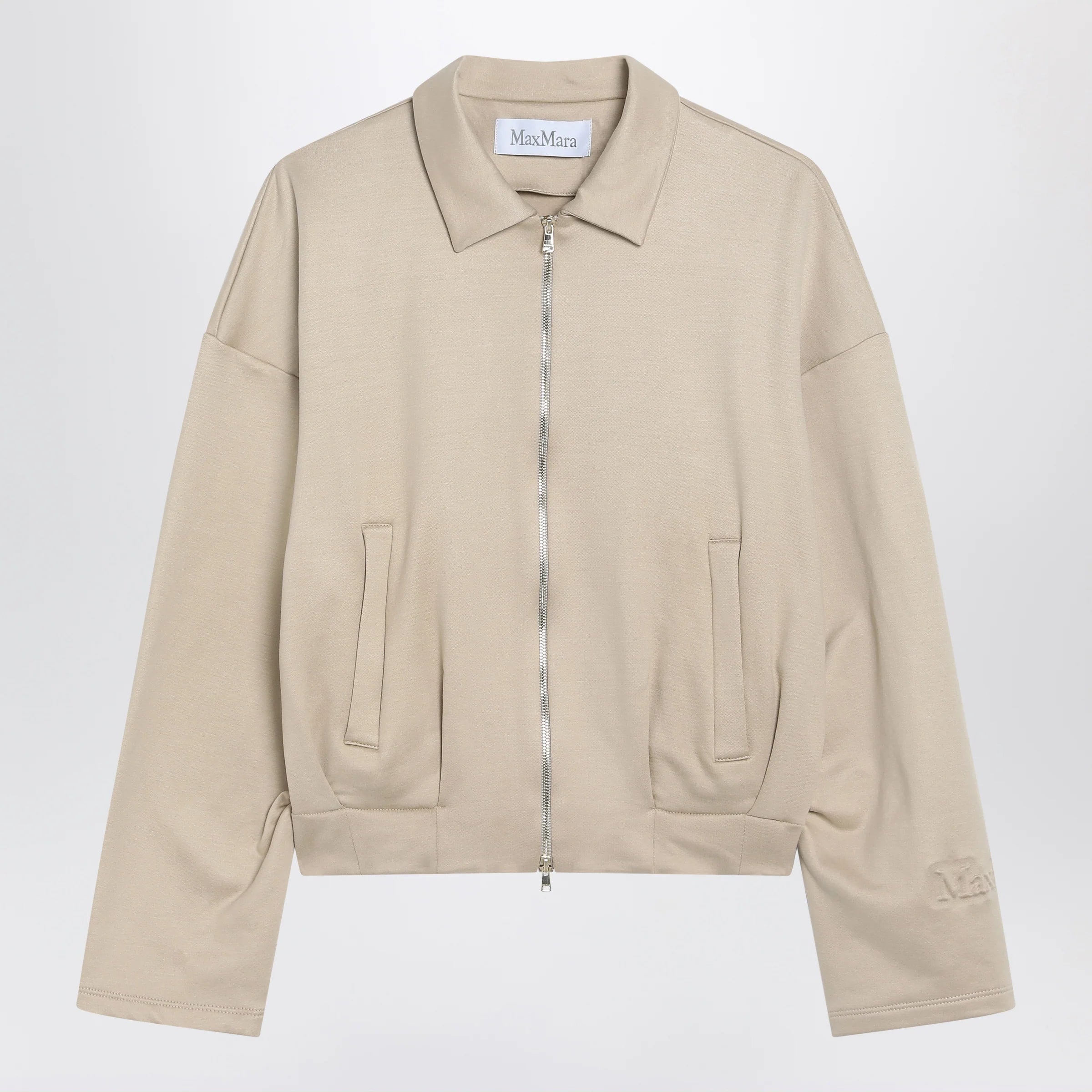 Max Mara Beige cropped sweatshirt in silk blend