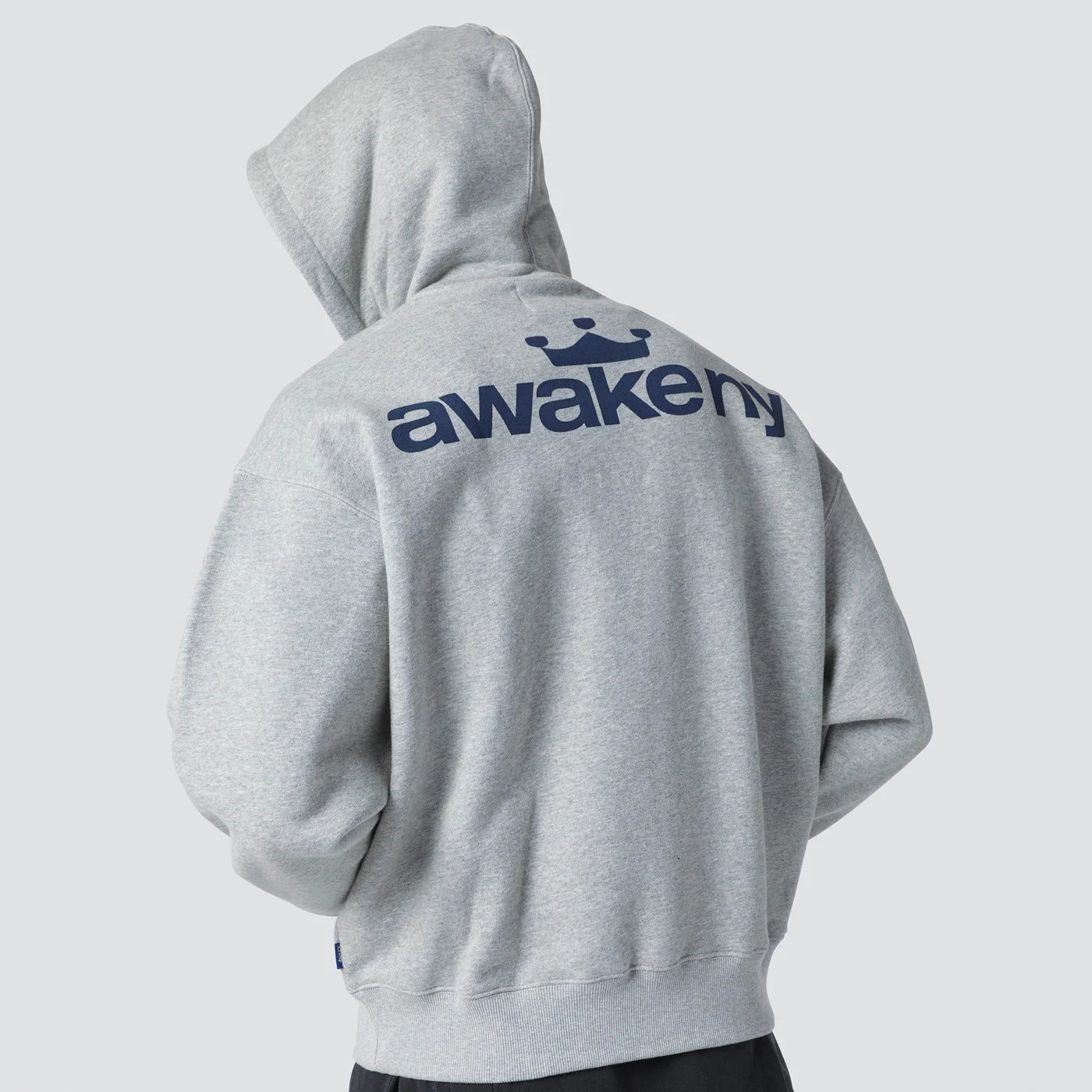 Awake NY Grey hooded sweatshirt with logo print