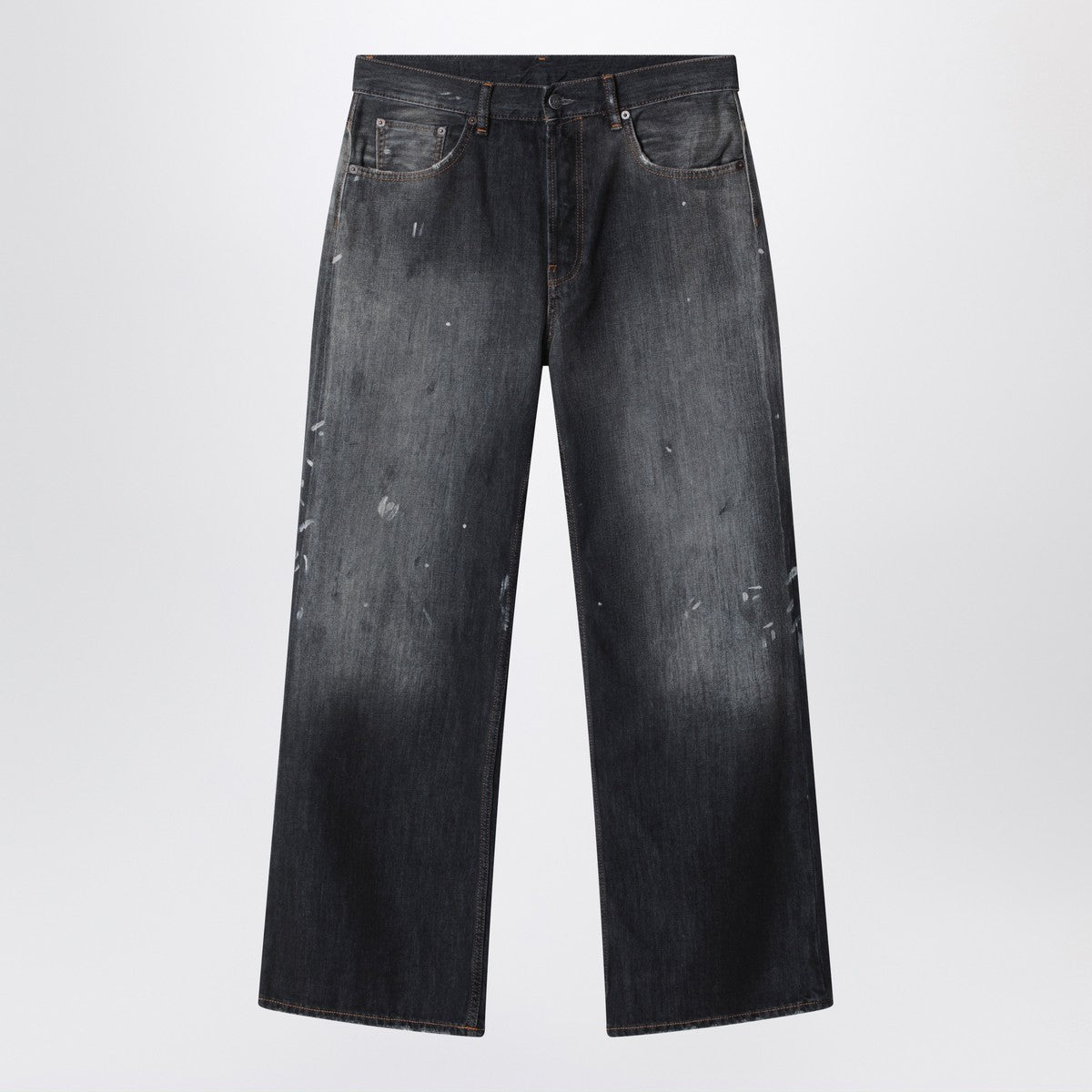 Acne Studios 2021M black faded jeans with paint splatters
