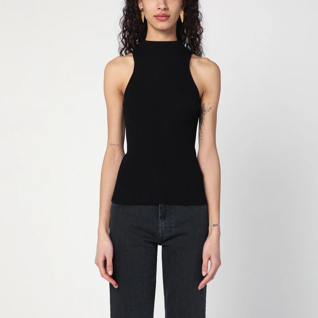 Roberto Collina Black ribbed tank top