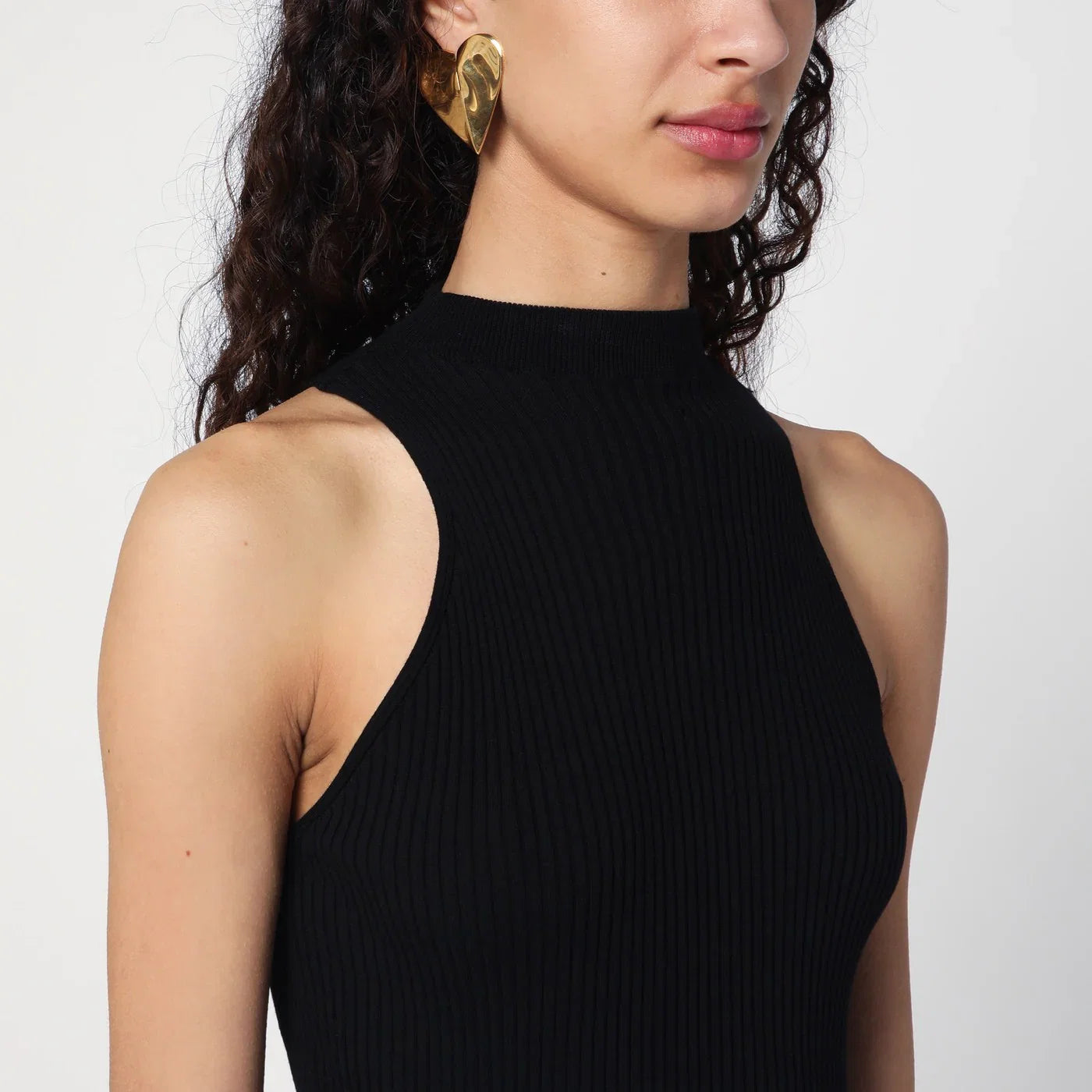 Roberto Collina Black ribbed tank top