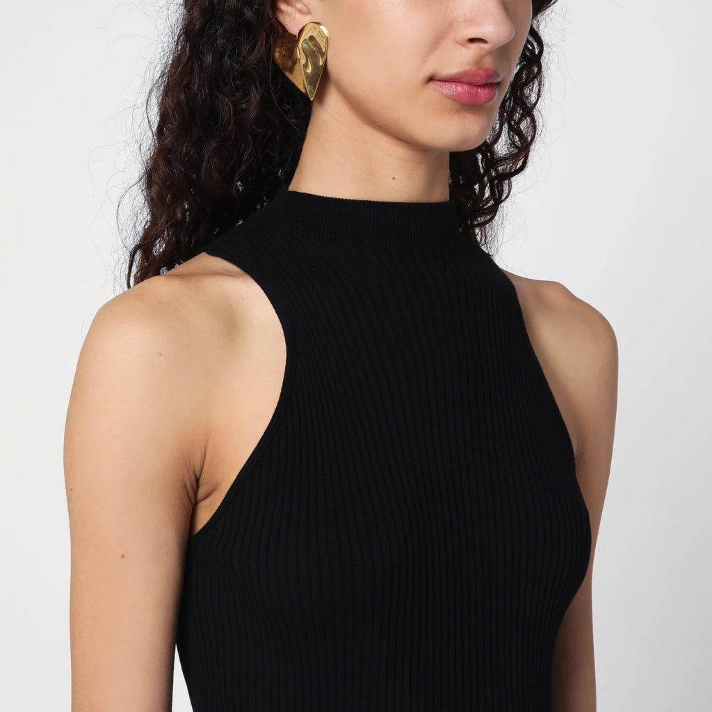 Roberto Collina Black ribbed tank top