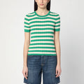 Roberto Collina Green/ivory striped sweater in cotton