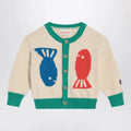 Bobo Choses Lucky Fish ivory/green cardigan