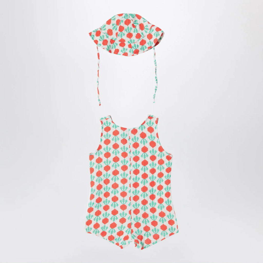 Bobo Choses Sleeveless romper with radish hat