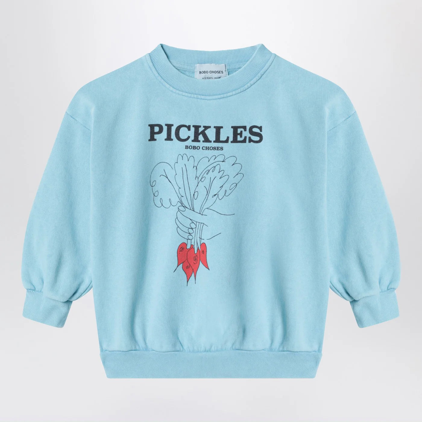 Bobo Choses Light blue cotton sweatshirt with Pickles print