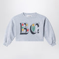 Bobo Choses Spring Letters grey mélange cropped sweatshirt