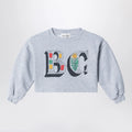 Bobo Choses Spring Letters grey mélange cropped sweatshirt