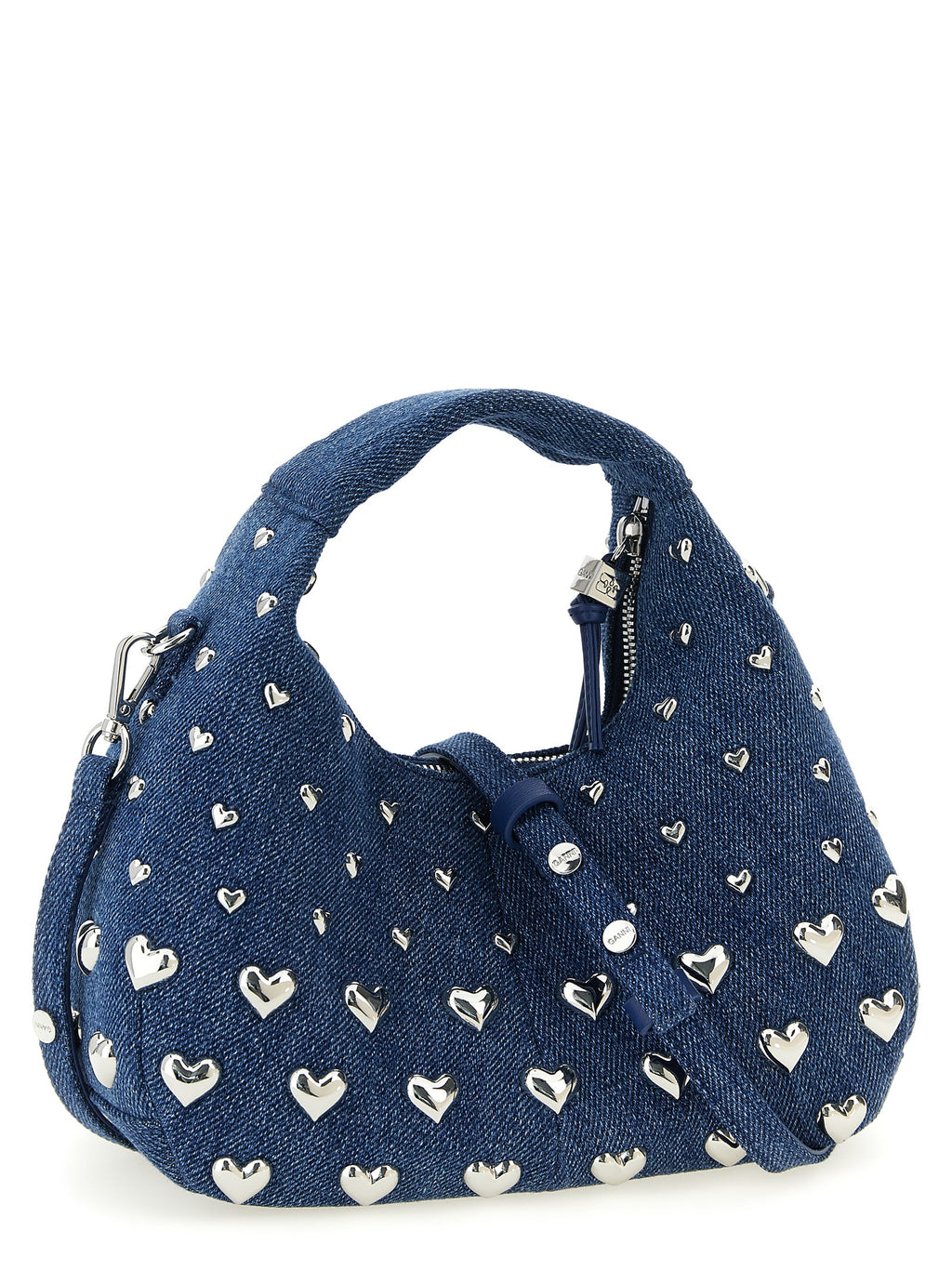Ganni Denim Stud Mini Hobo Handbag