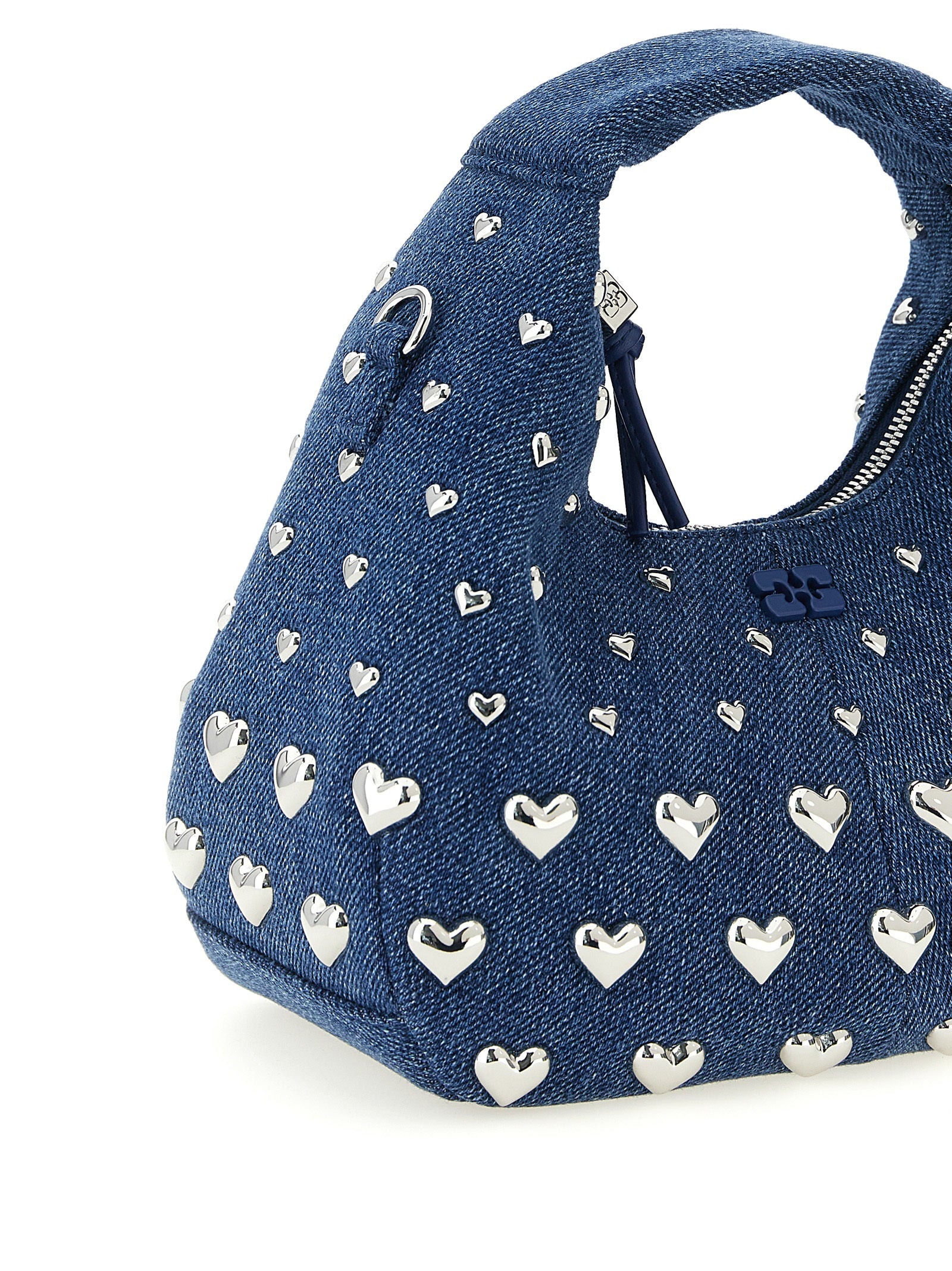 Ganni Denim Stud Mini Hobo Handbag