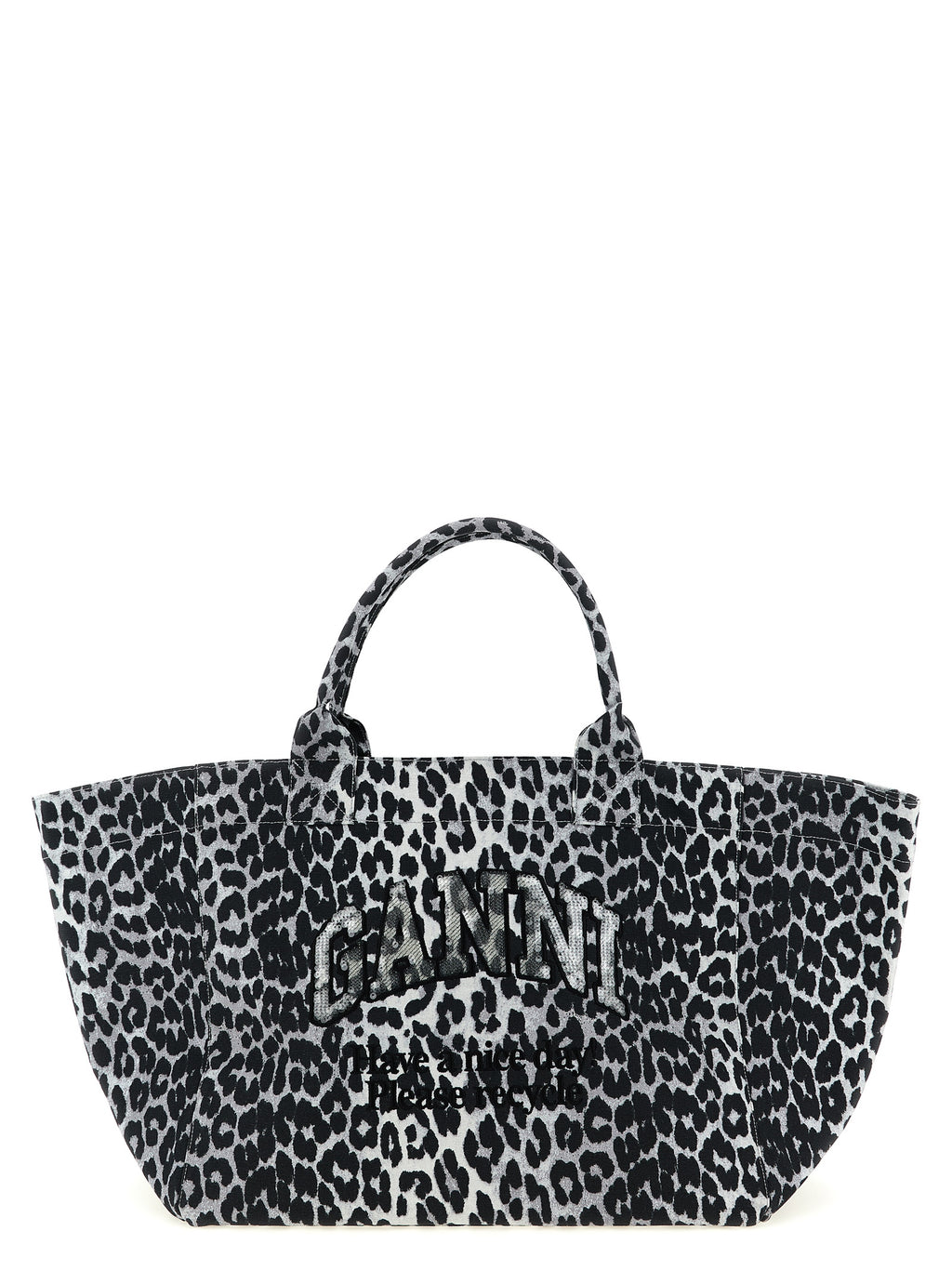 Ganni Leopard Sequin Xxl Tote Shopping Bag