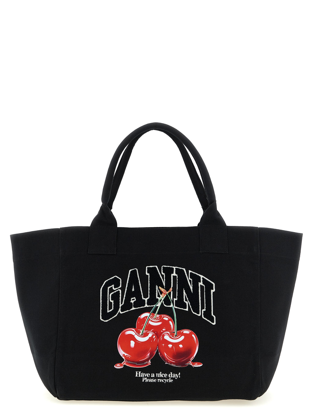 Ganni Black Medium Cherry Tote Shopping Bag