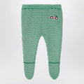 Bobo Choses Green/white Race Car footed leggings