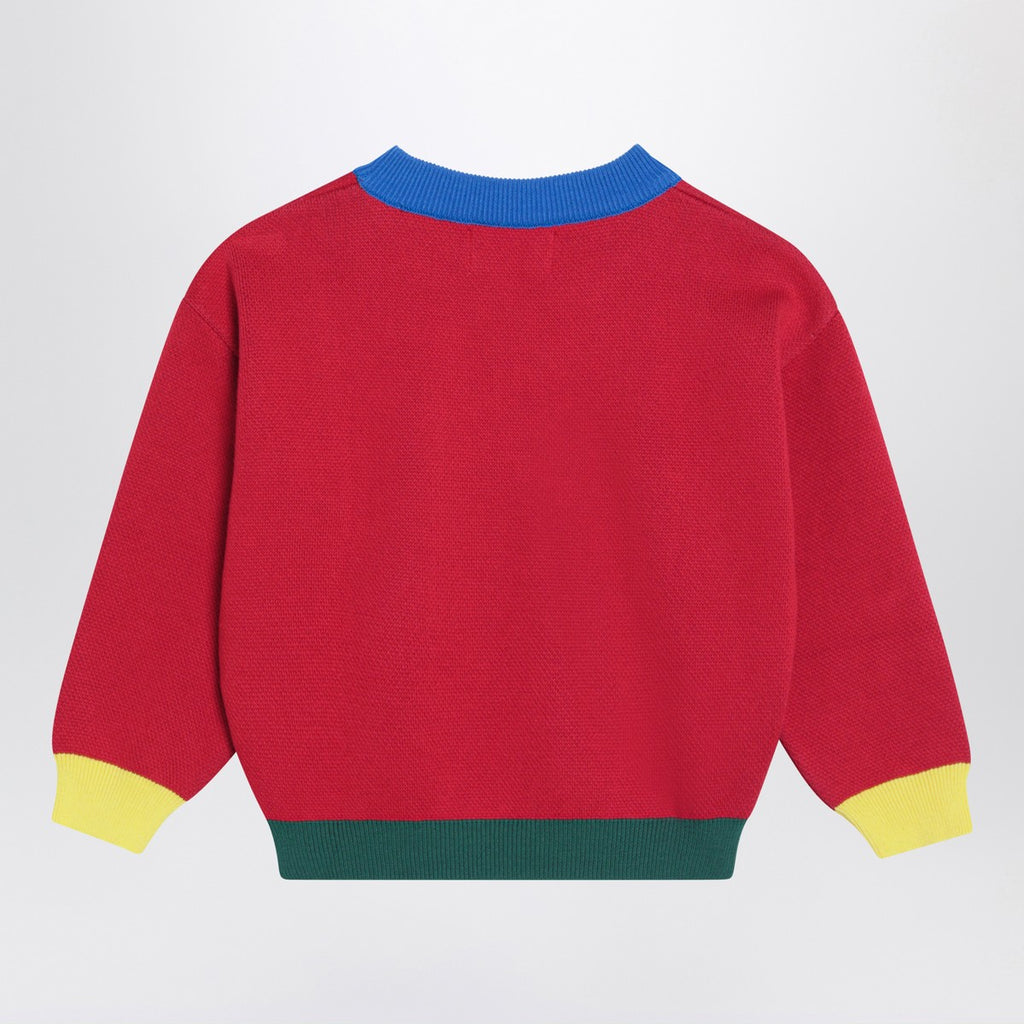 Bobo Choses Red sweater with logo intarsia
