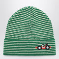 Bobo Choses Green/white striped Race Car beanie