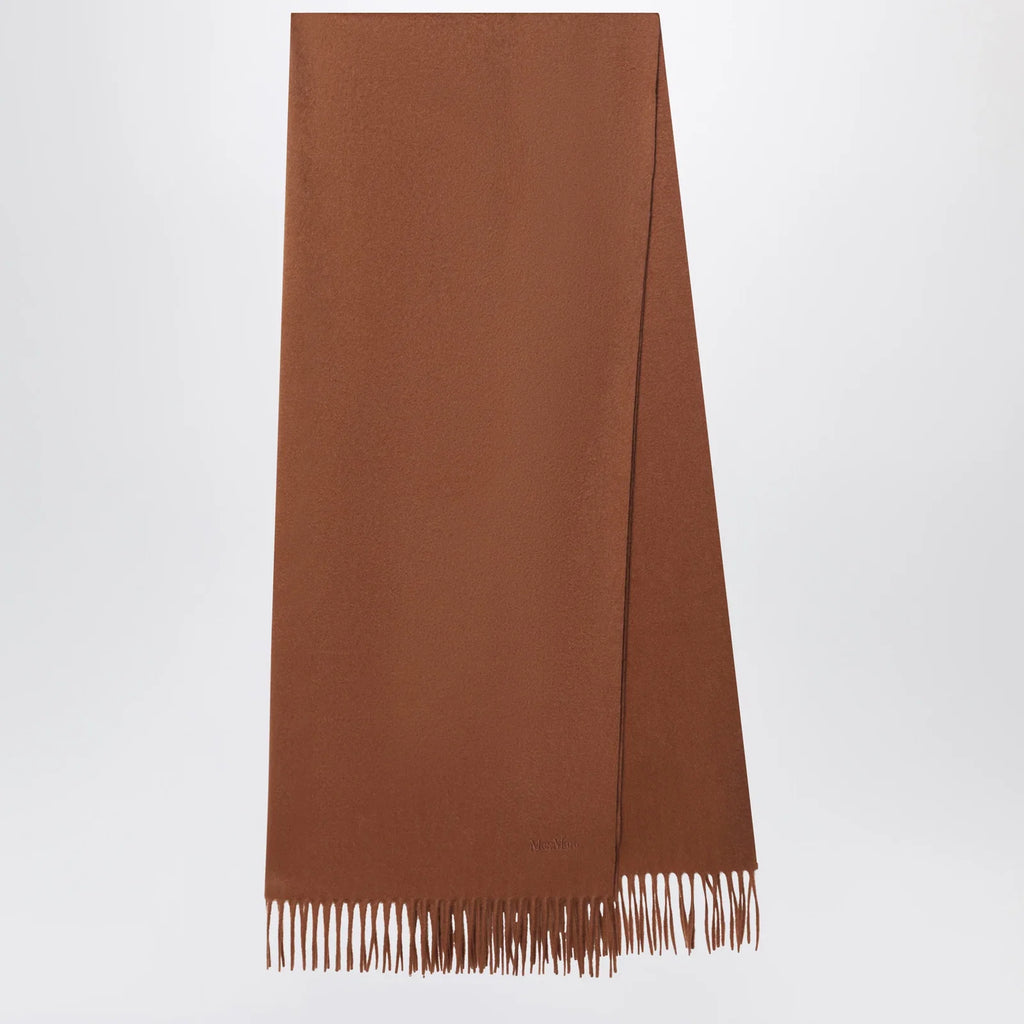 Max Mara Leather-brown cashmere scarf