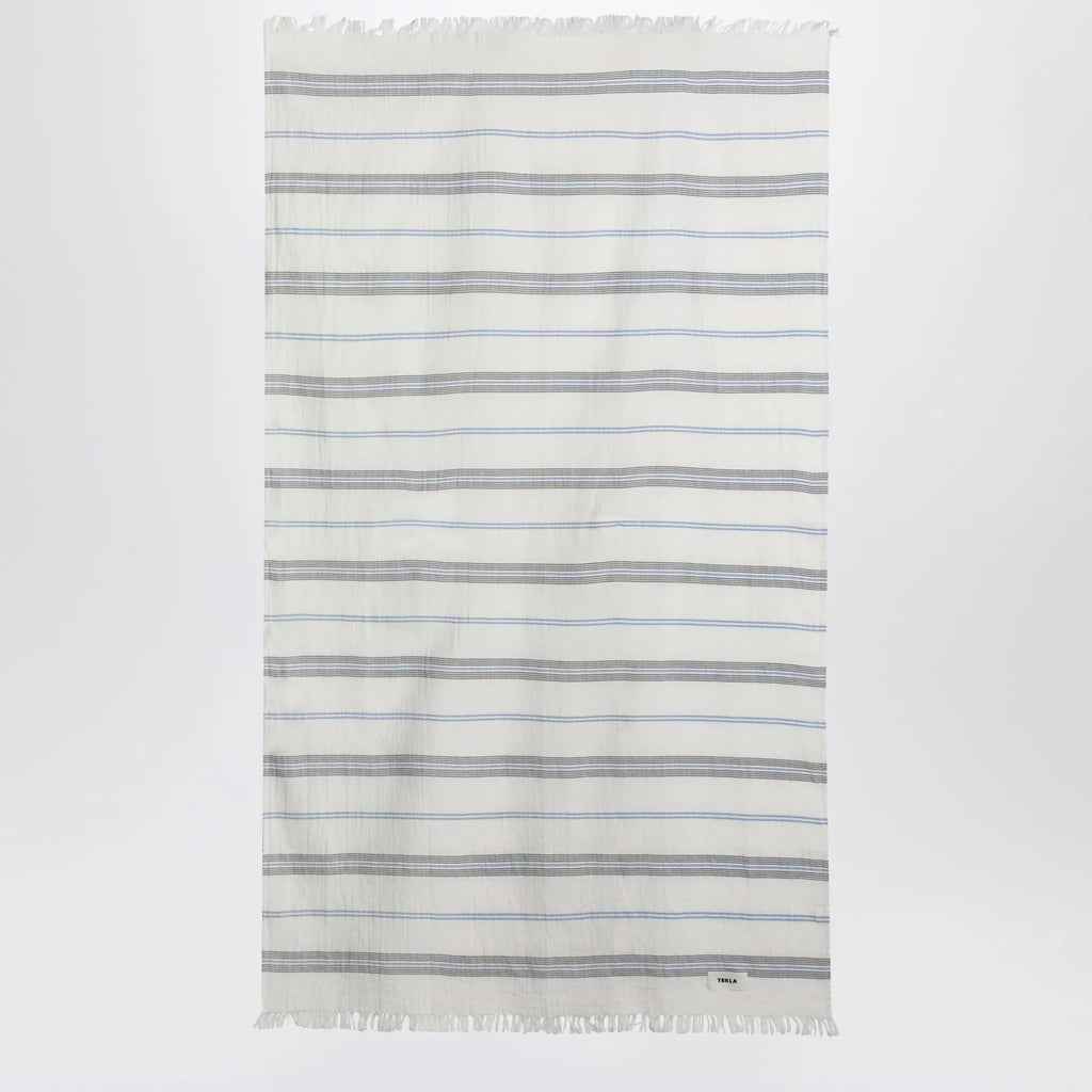 Tekla White beach towel with striped pattern