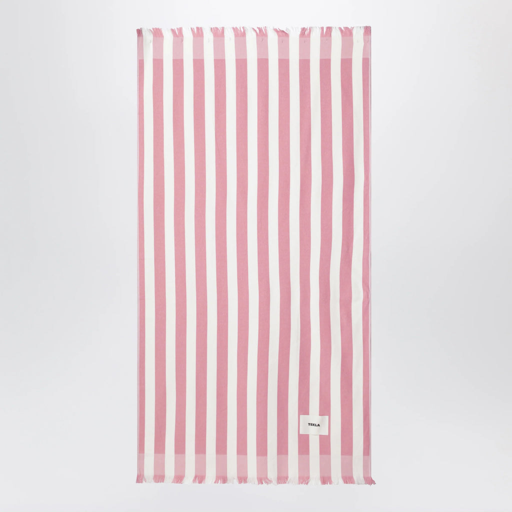 Tekla Pink/white striped beach towel