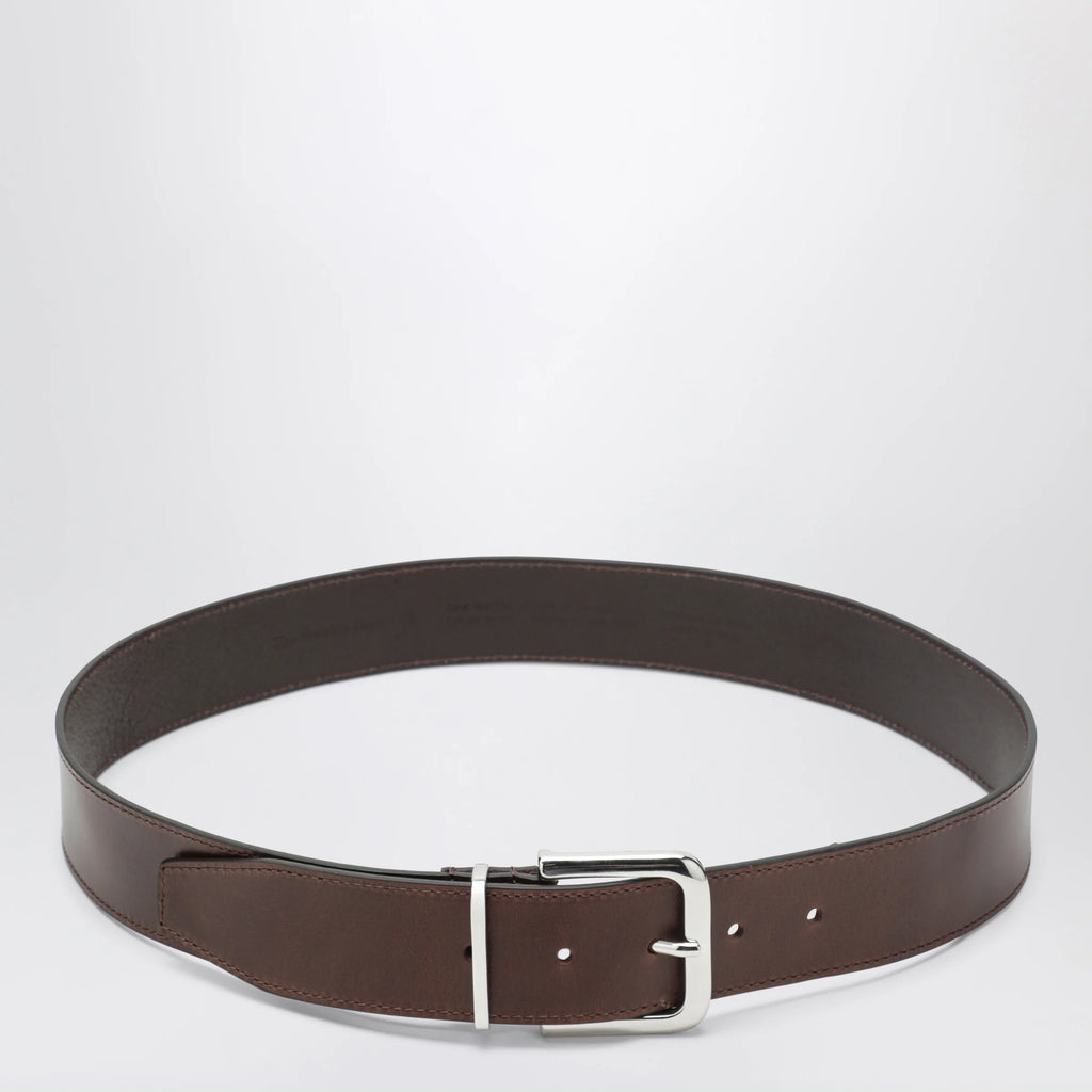 The Frankie Shop Sarno belt in brown leather with silver buckle