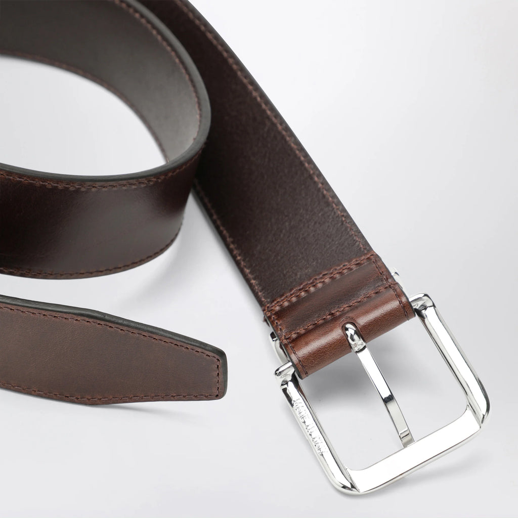 The Frankie Shop Sarno belt in brown leather with silver buckle