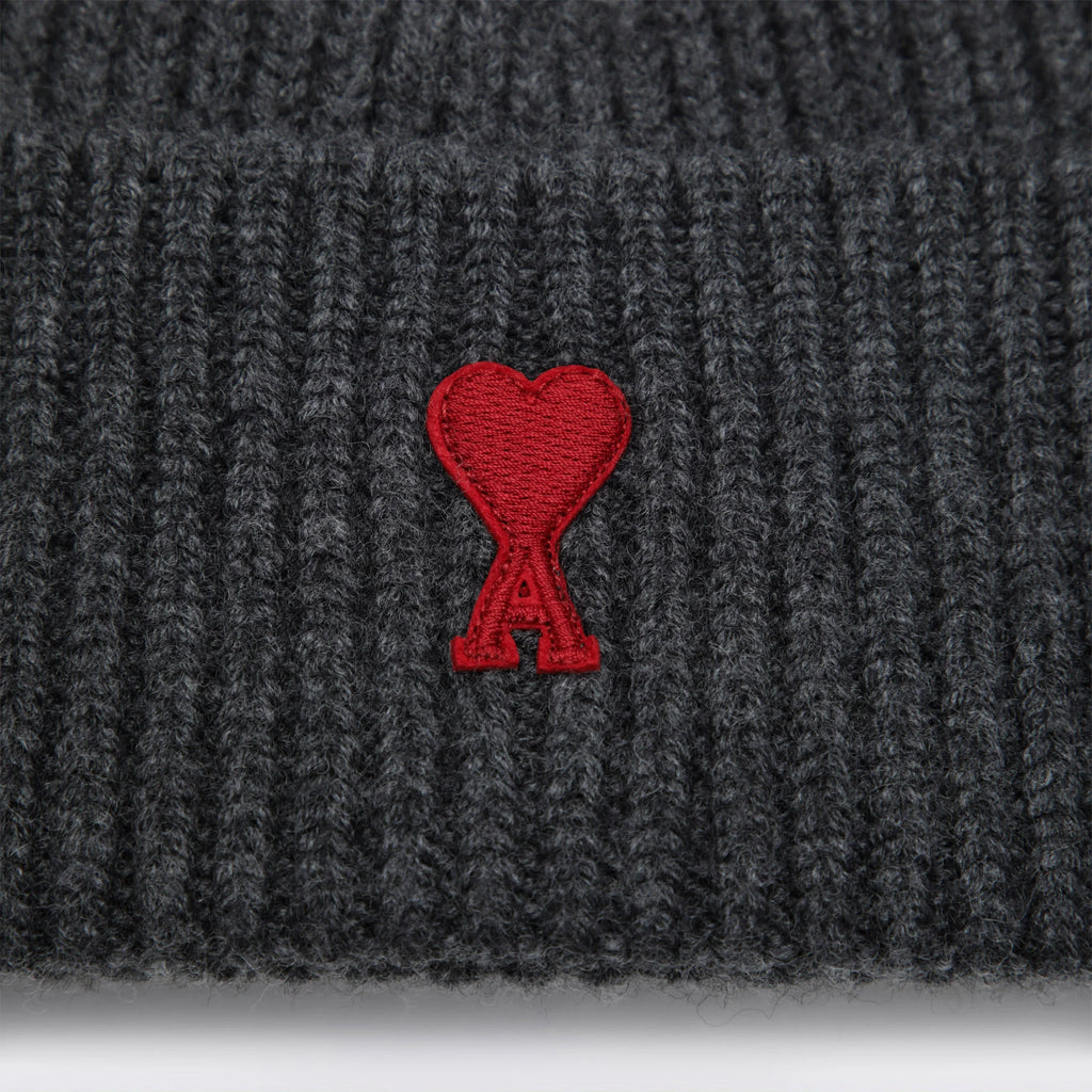Ami Paris Grey Ami de Coeur wool beanie