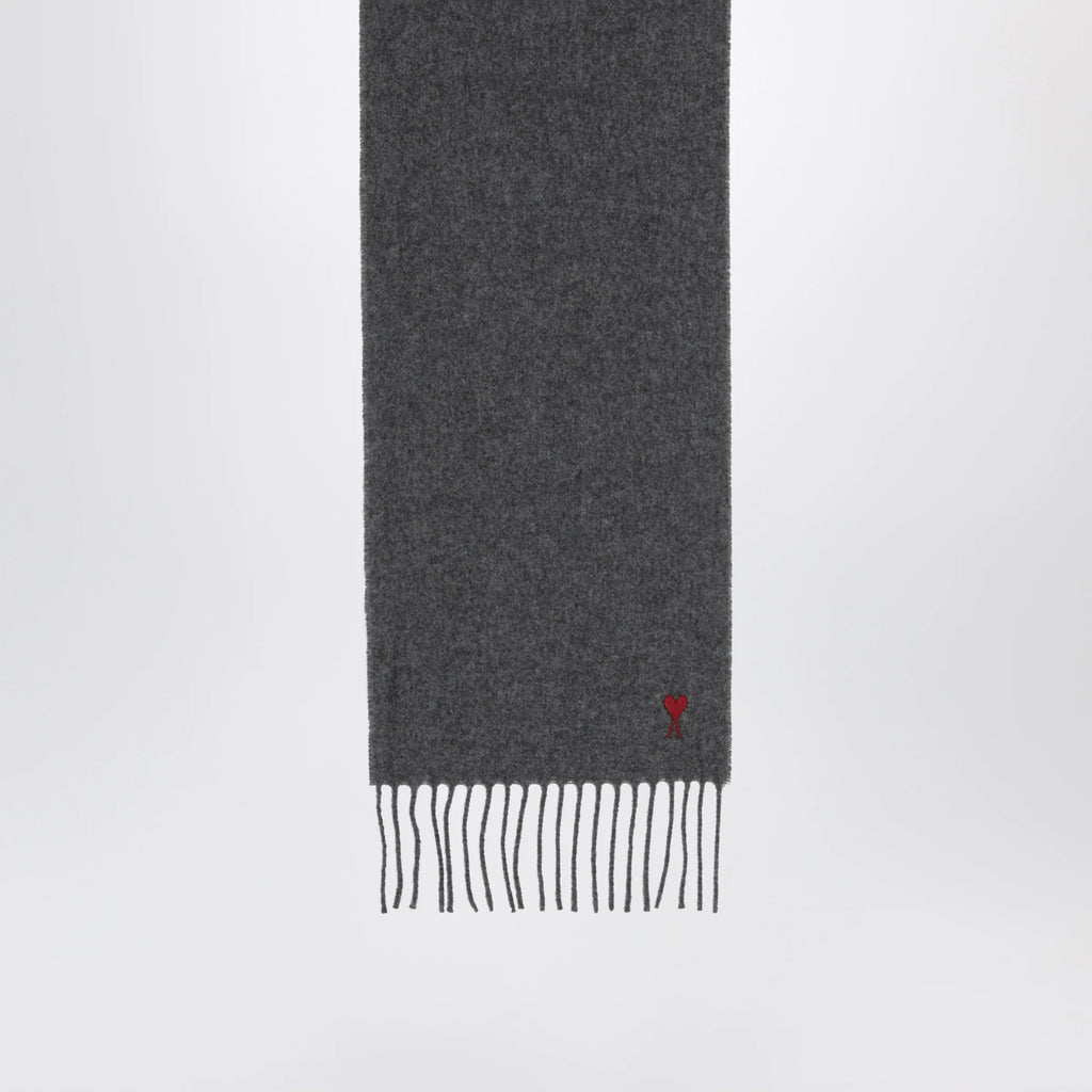 Ami Paris Dark grey Ami De Coeur wool scarf