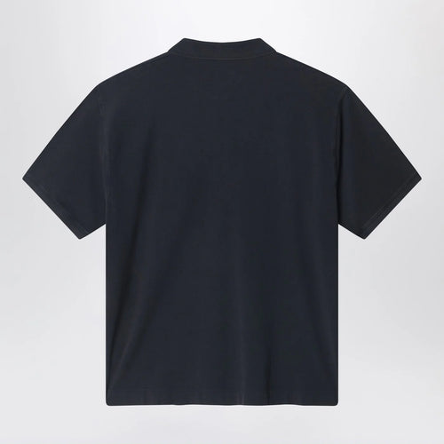Acne Studios Black polo shirt with distressed finish