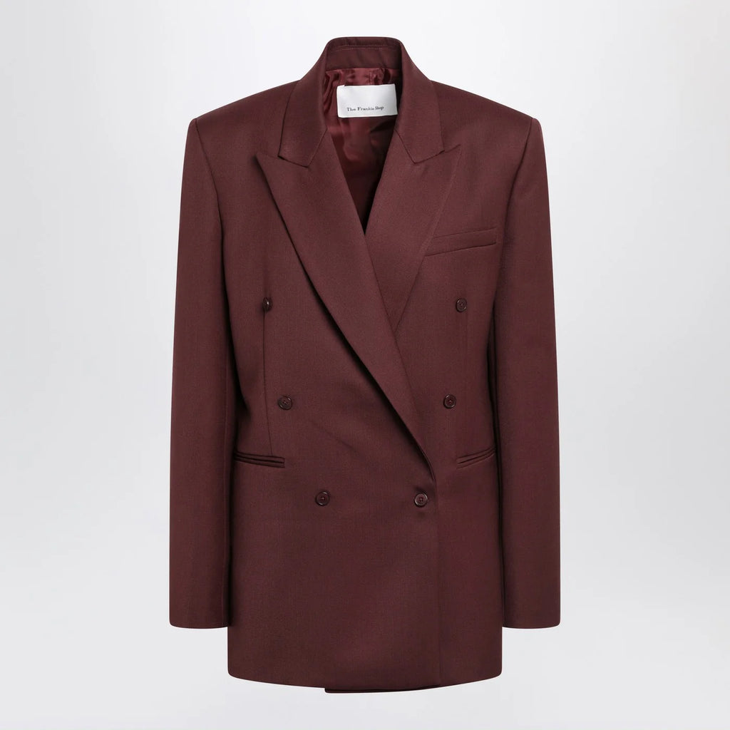 The Frankie Shop Monterey burgundy structured wool-blend jacket
