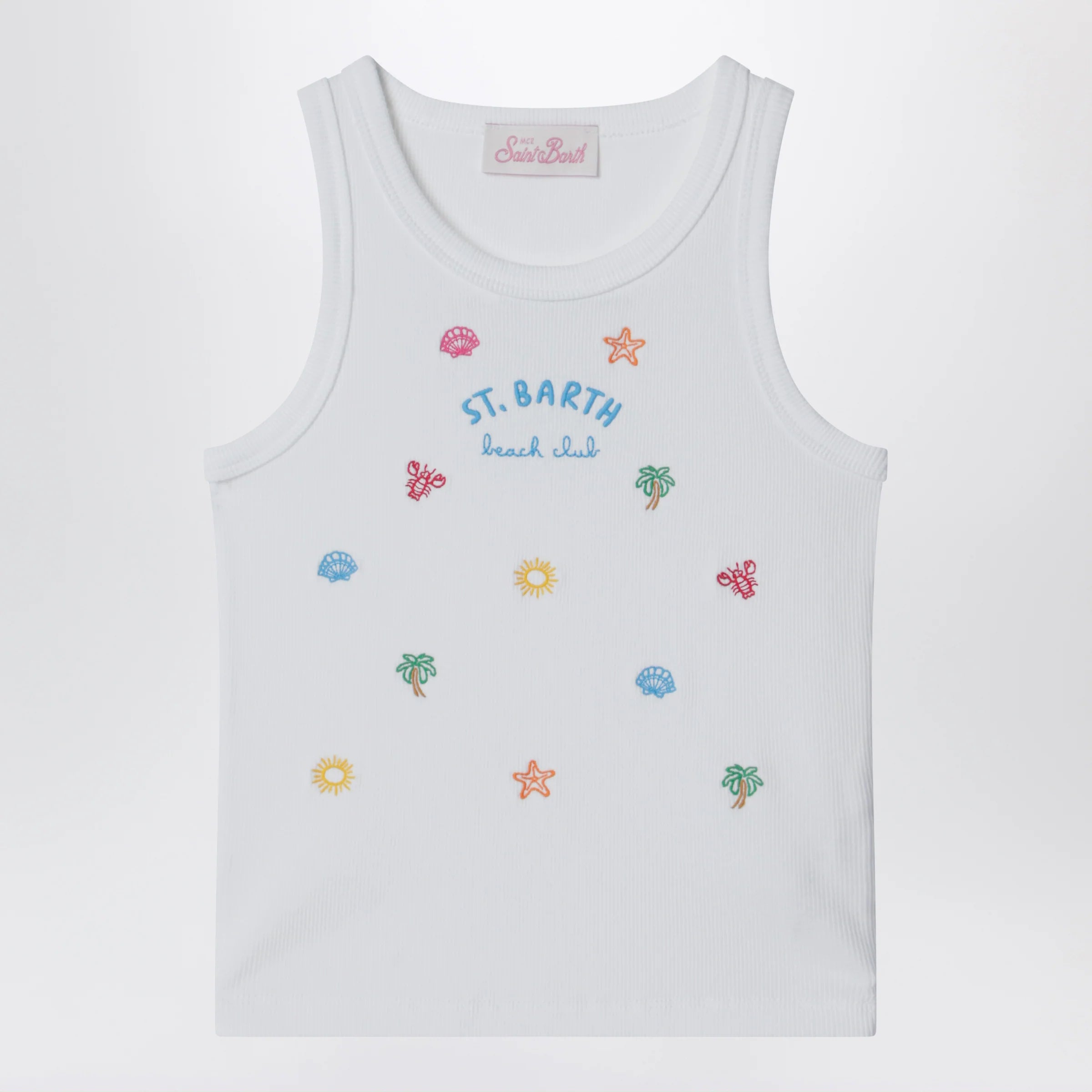 MC2 Saint Barth White tank top with embroidered logo