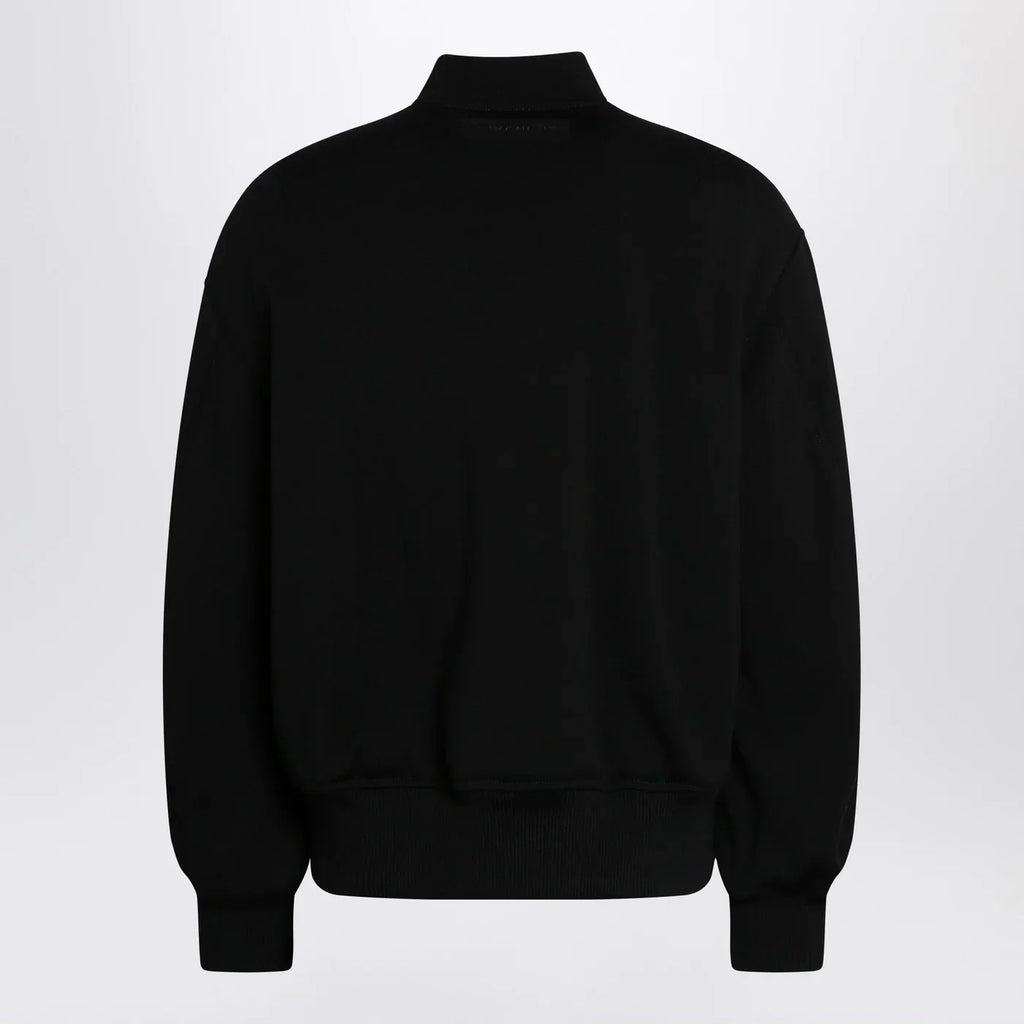 Givenchy Black leather bomber jacket with wool sleeves