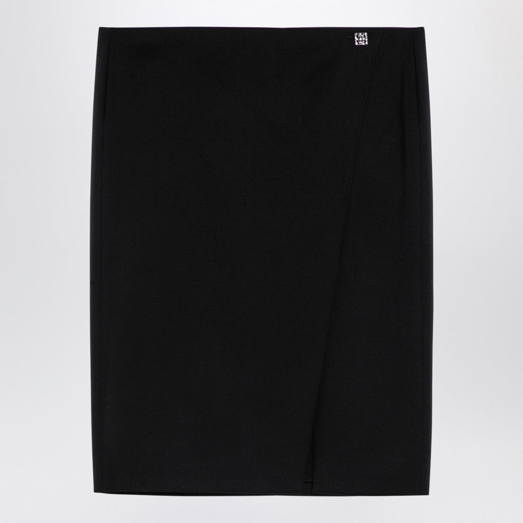Givenchy Black wool skirt with metal button 4G