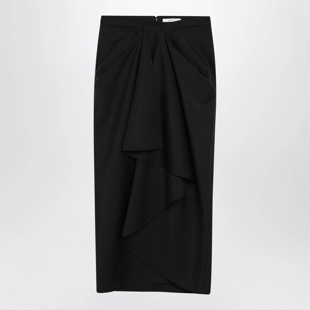 Givenchy Draped skirt in black wool and mohair