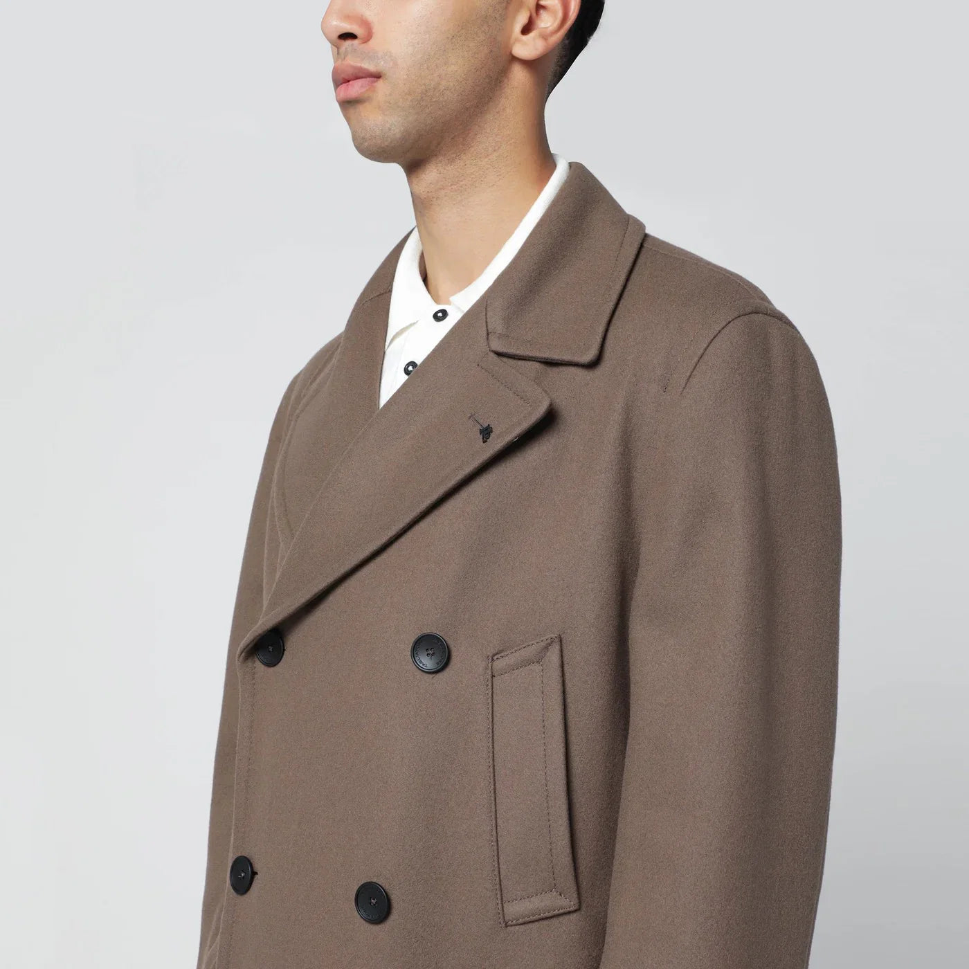 Tagliatore Taupe double-breasted wool-blend coat
