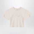 Chloé Light pink cropped T-shirt with logo embroidery