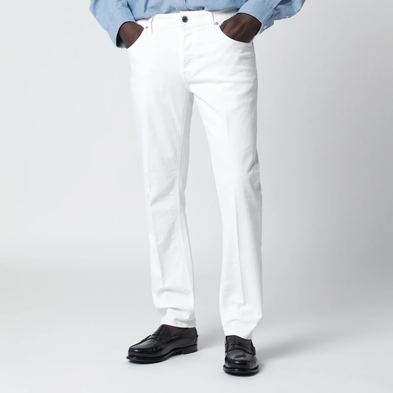 PT Torino Denim White Reggae Tapered Trousers