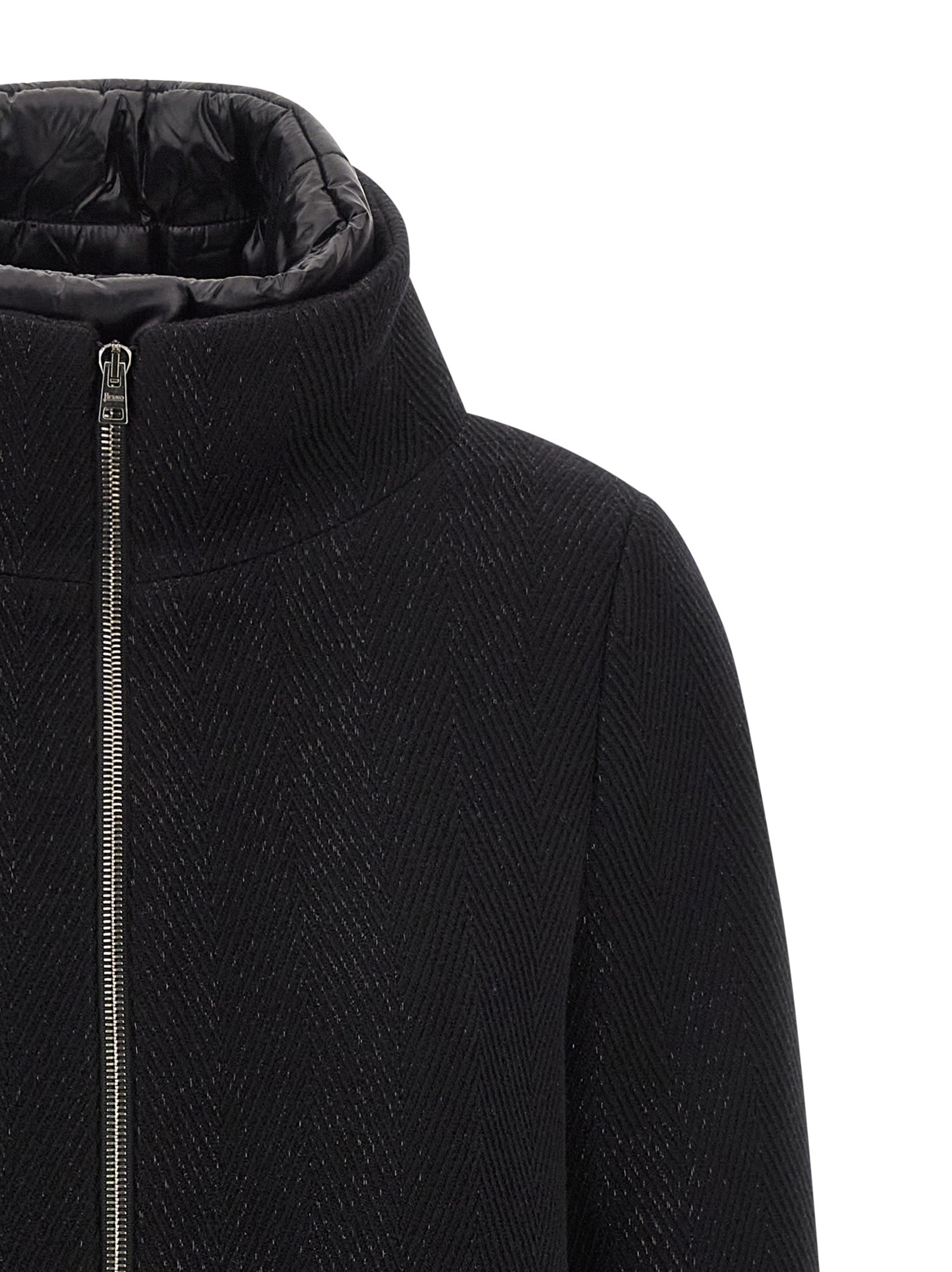 Herno Lamé Thread And Wool Coat