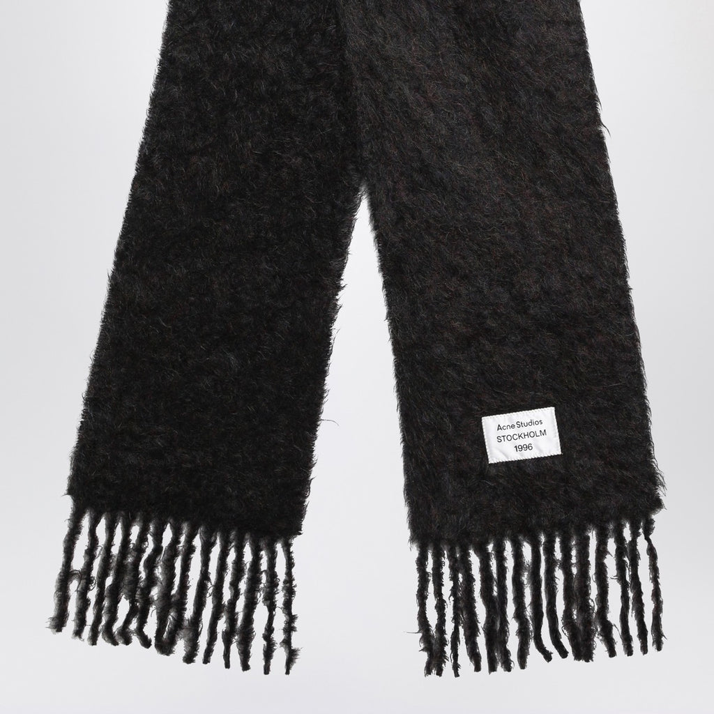 Acne Studios Black wool scarf with logo
