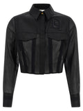 Elisabetta Franchi Logo Embroidery Maxi Crop Shirt