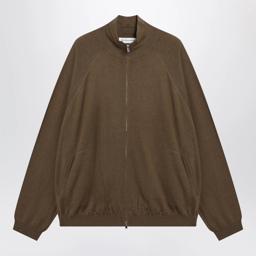 The Frankie Shop Baxe knit sports jacket in wool blend brown