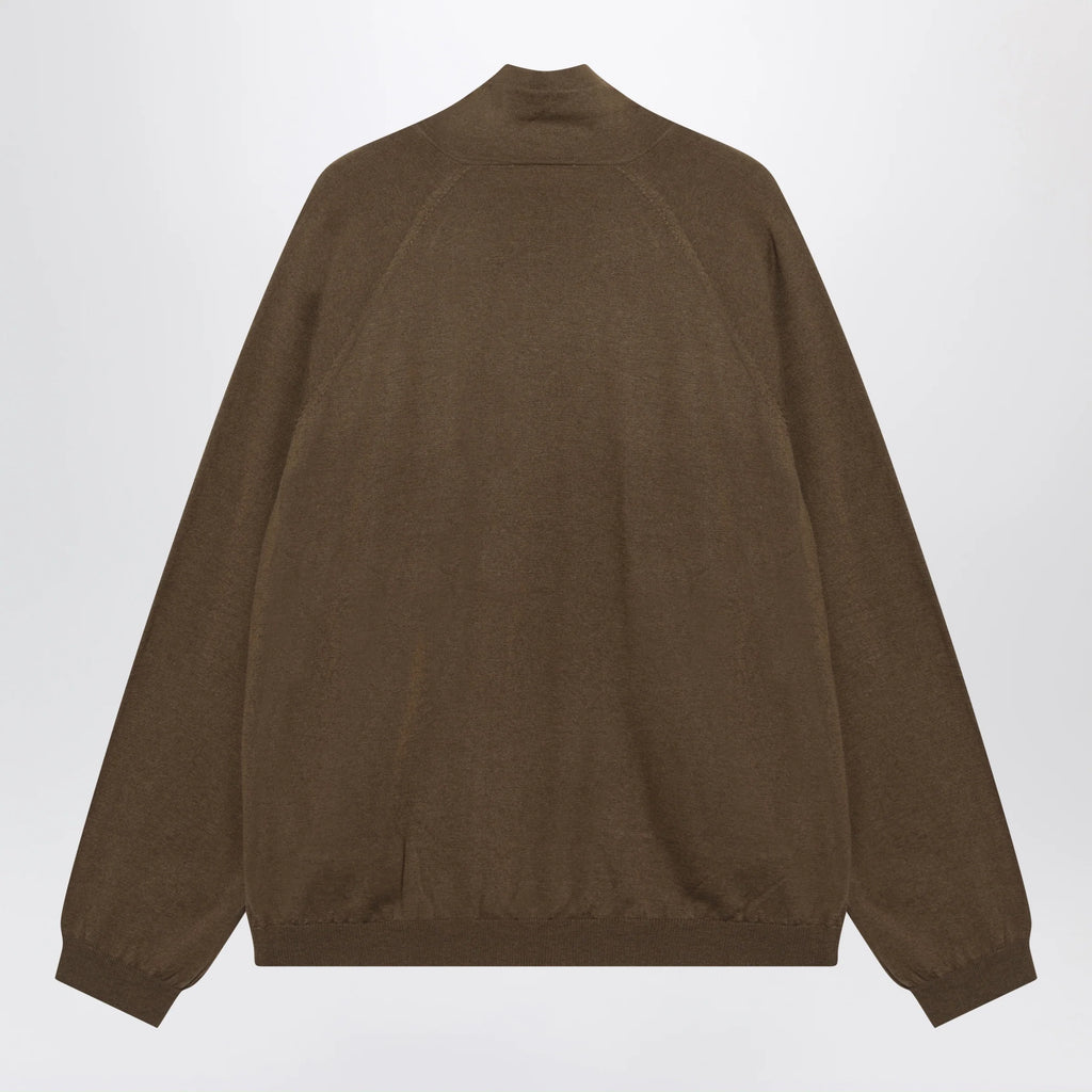 The Frankie Shop Baxe knit sports jacket in wool blend brown