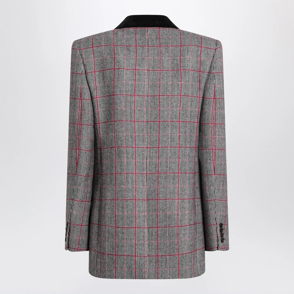 Chloé Black/white checkered wool double-breasted blazer
