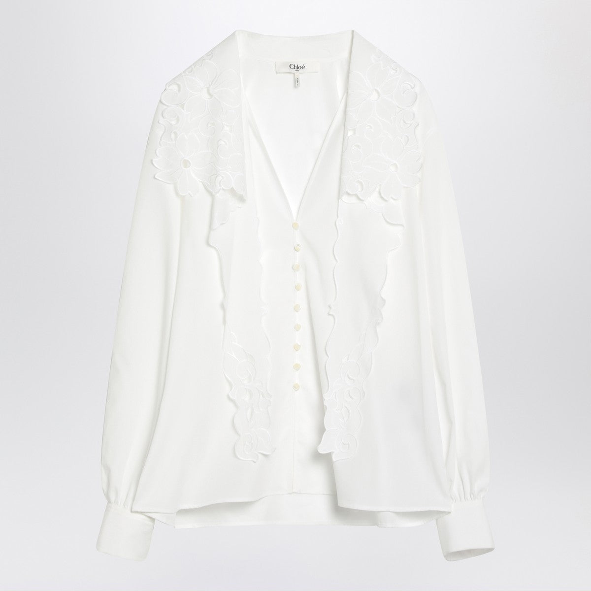 Chloé White shirt with embroidered bow tie