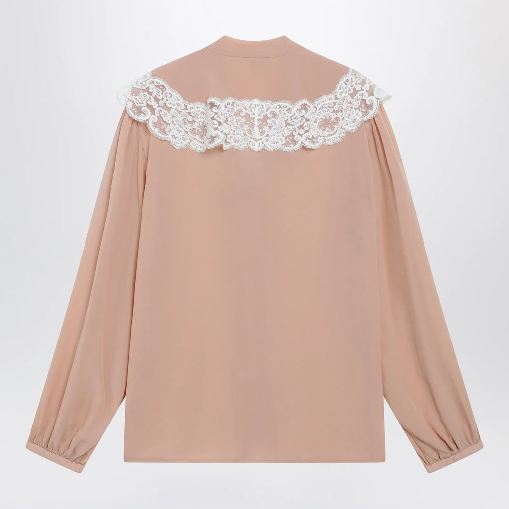 Chloé Biscuit pink silk and lace shirt